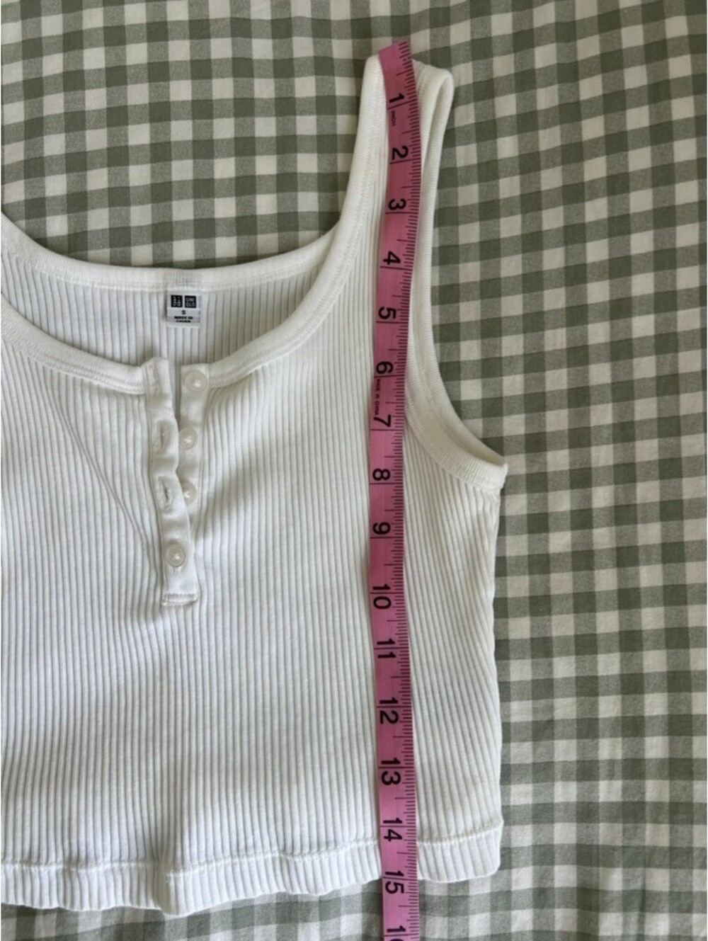 Uniqlo Women's Ribbed Henley Neck Cropped Tank Top Size S White - Picture 4 of 5